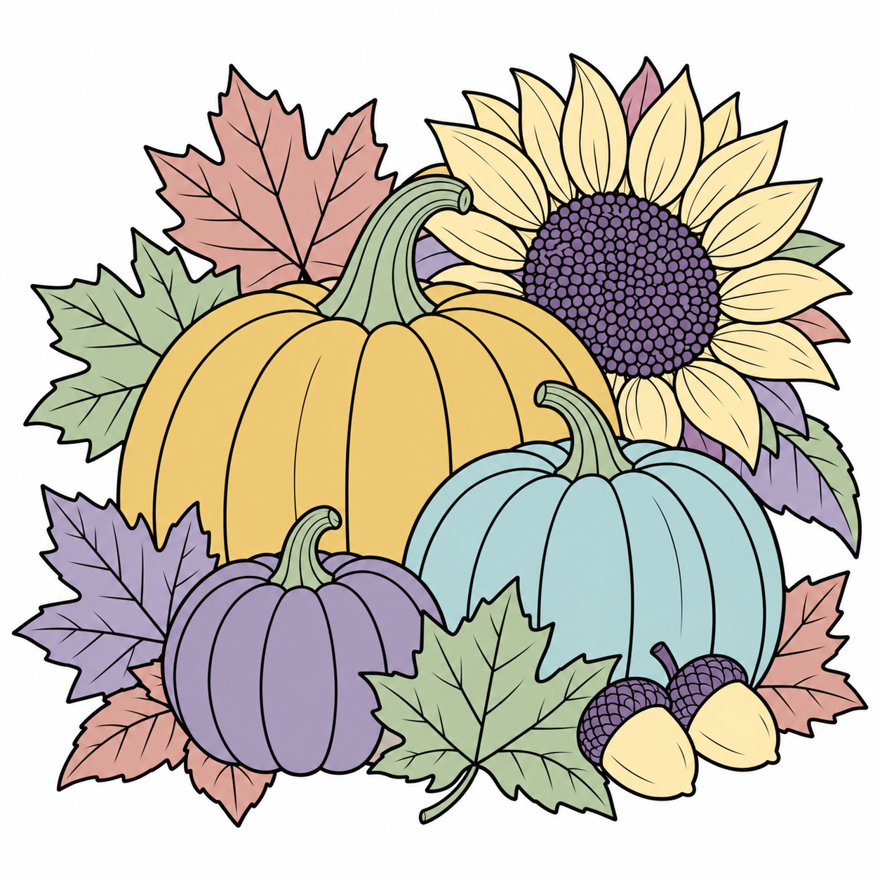 Autumn Harvest Coloring Page – Free to Color Online or Print | Tintly