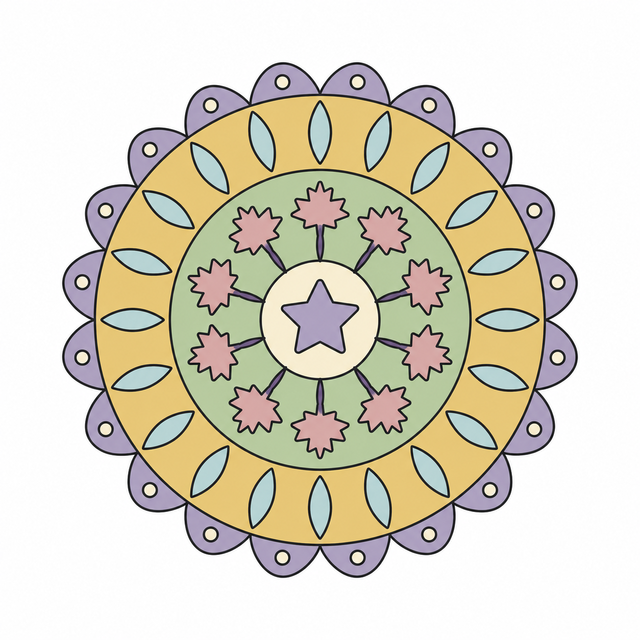 Autumn Maple Mandala colored example