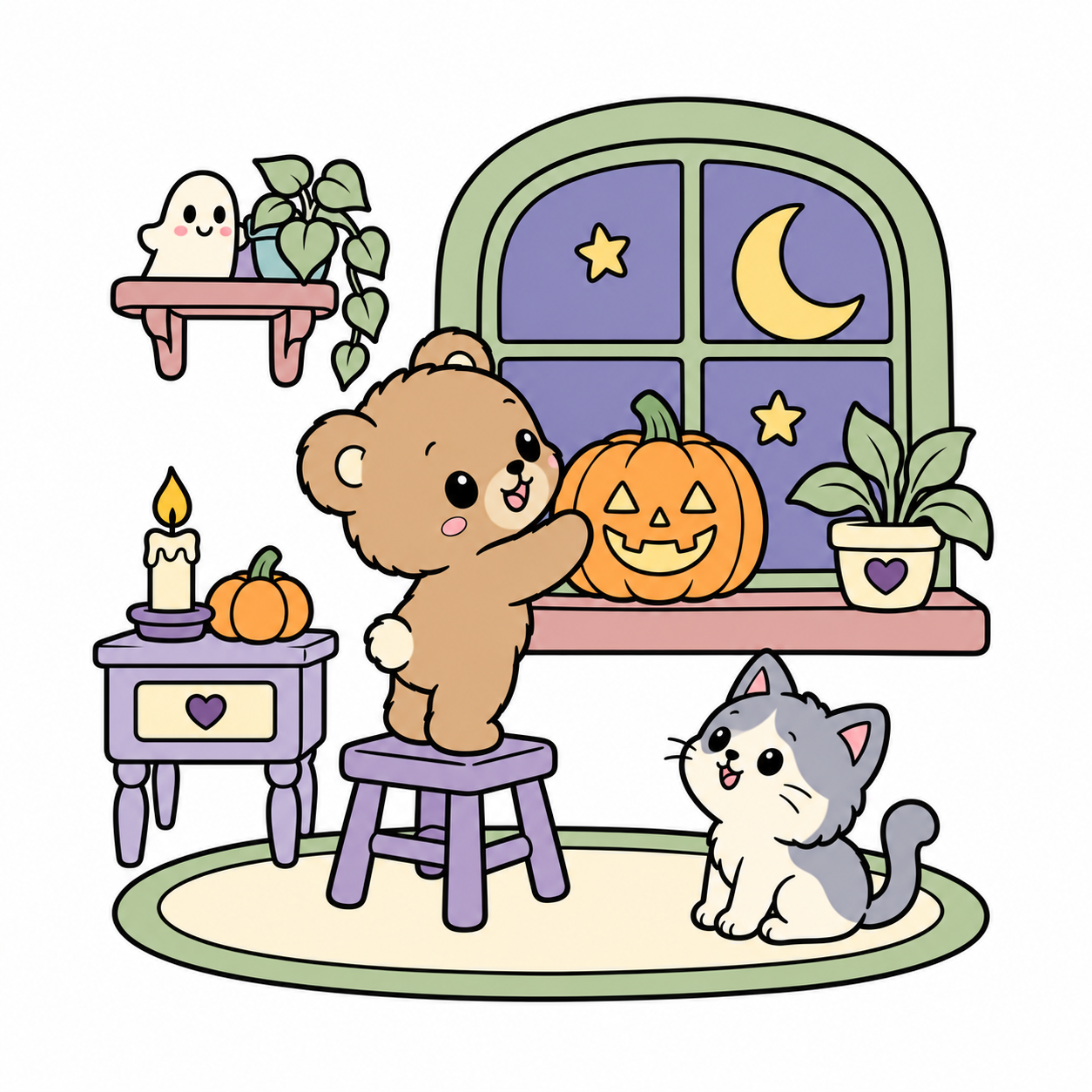 Bear Cub Window Lantern colored example