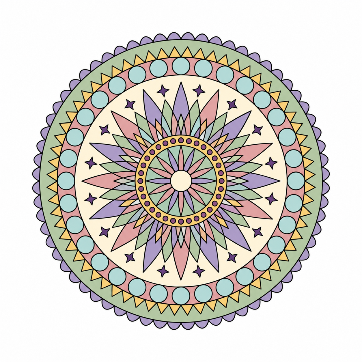 Celestial Sun Mandala colored example