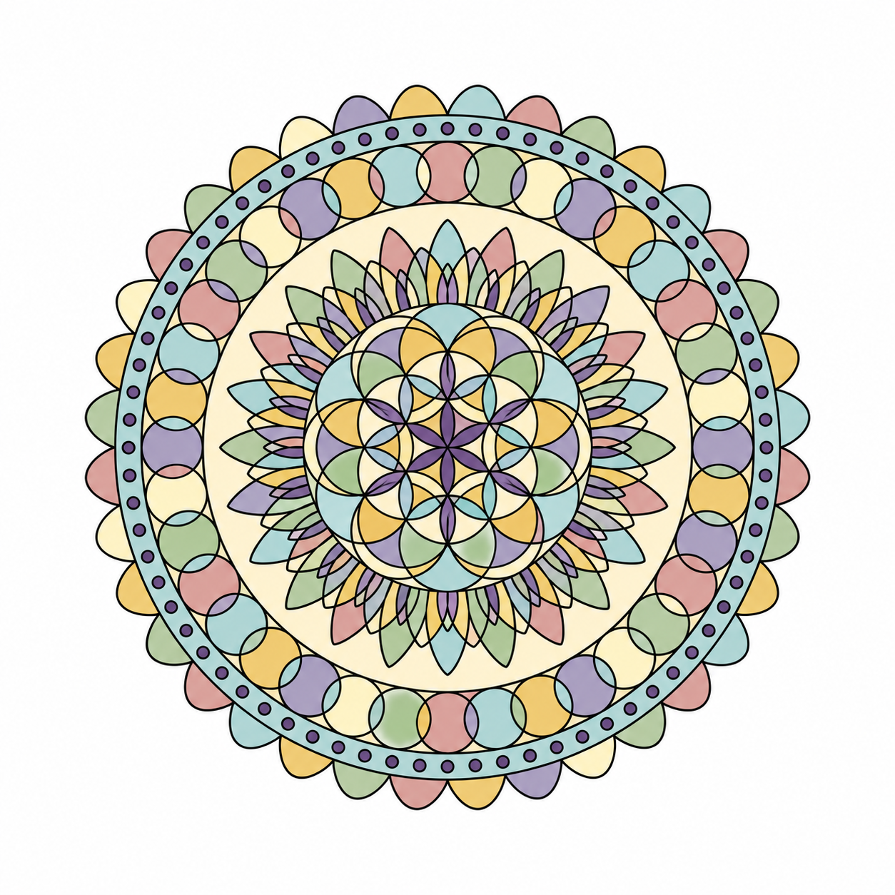 Flower of Life Mandala colored example
