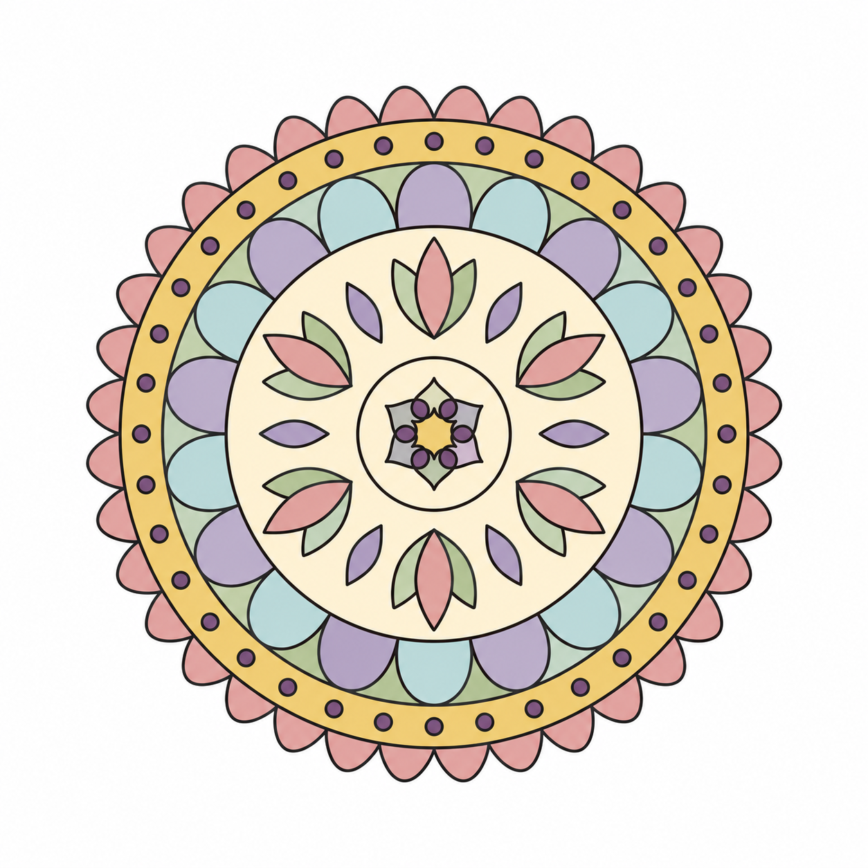 Folk Tulip Mandala colored example