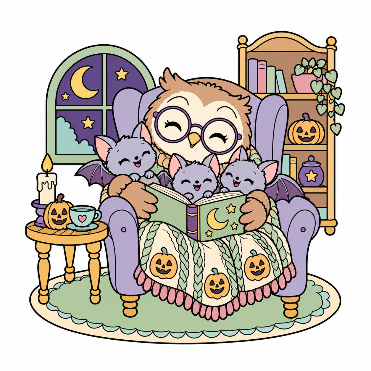 Grandma Owl Bedtime Story colored example