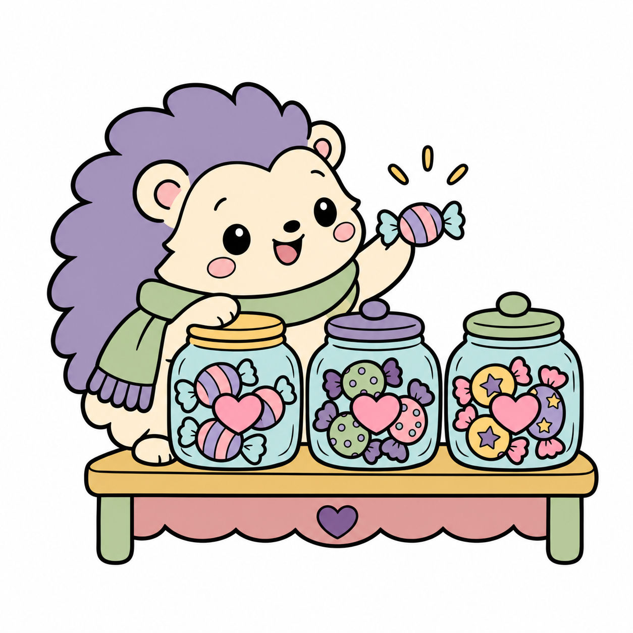 Hedgehog Candy Jars colored example