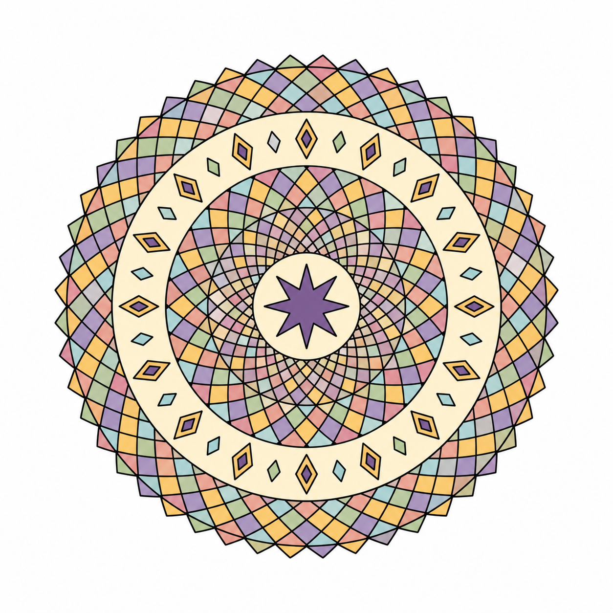 Kaleidoscope Jewel Mandala colored example