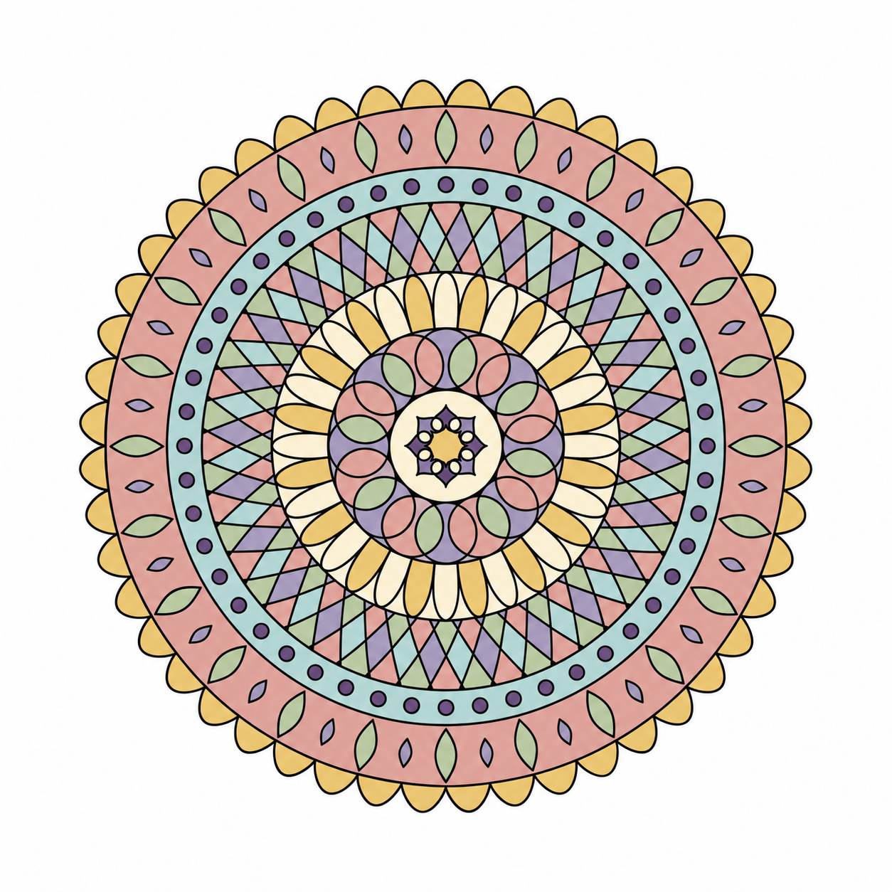 Lace Doily Mandala colored example