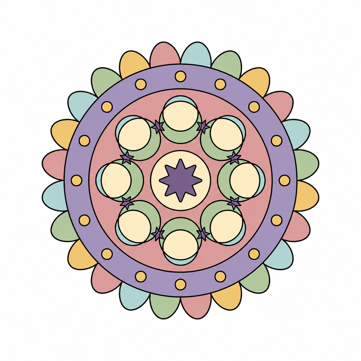 Moon Phase Mandala colored example