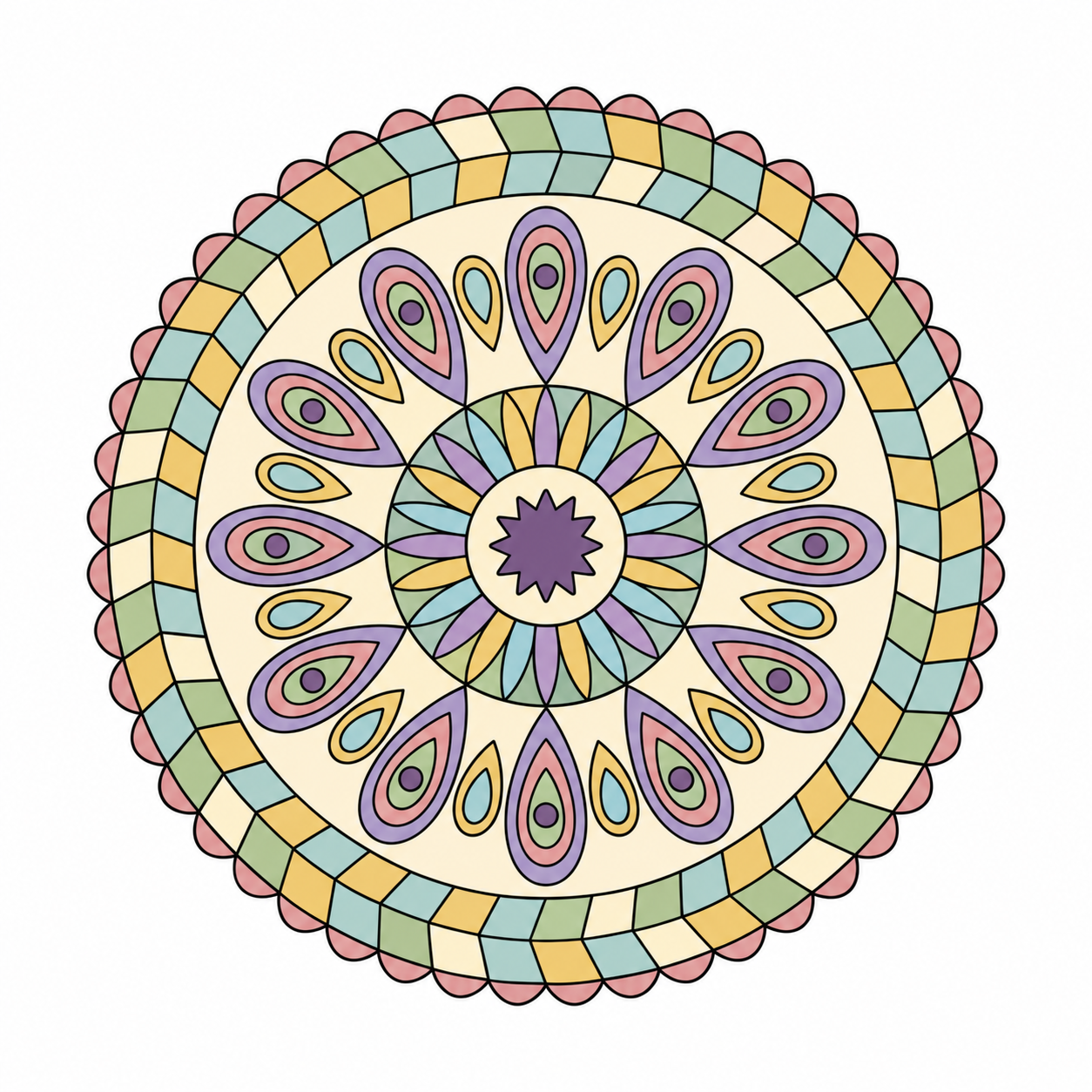 Peacock Feather Mandala colored example