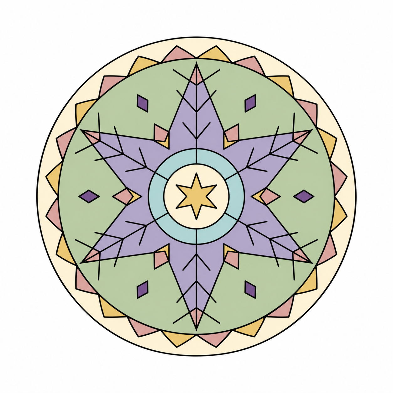 Snowflake Crystal Mandala colored example