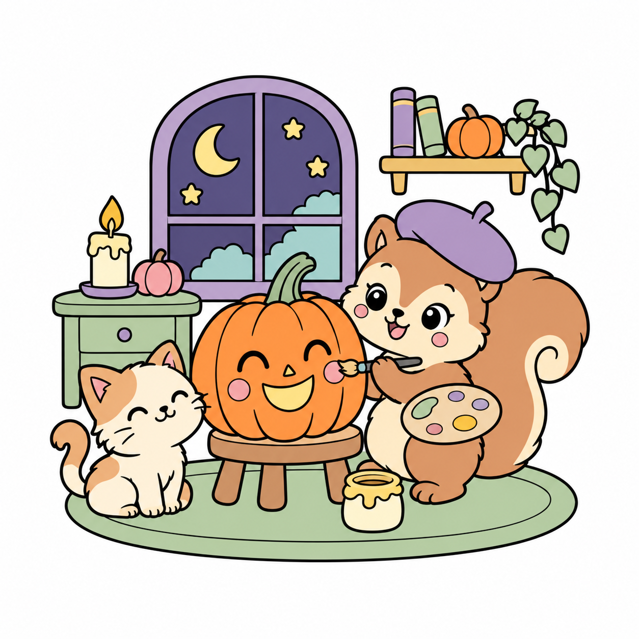 Squirrel Pumpkin Painter colored example