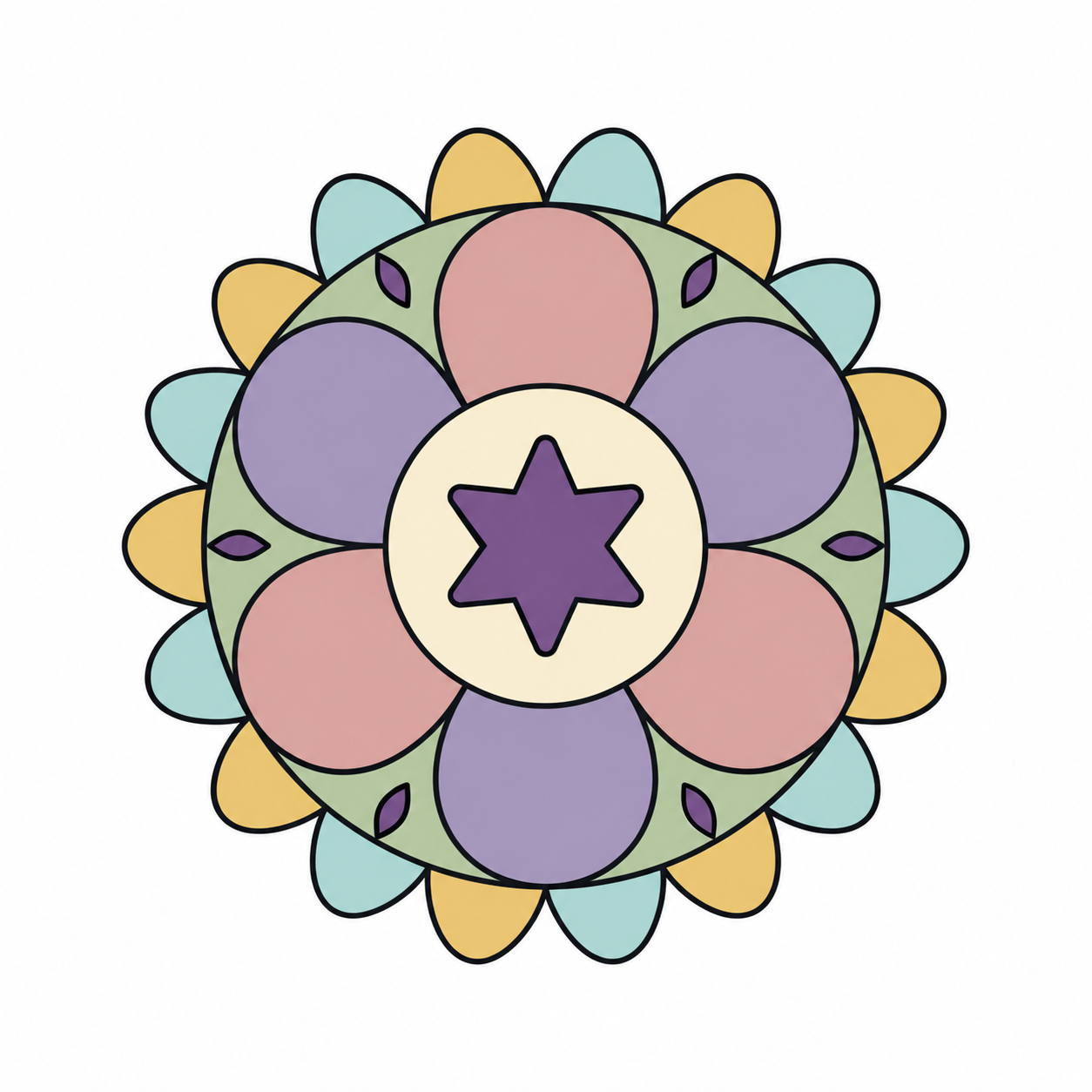 Star Bloom Mandala colored example