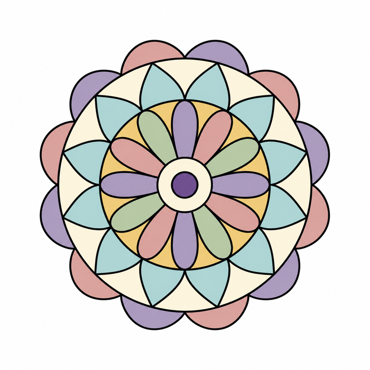 Sunny Daisy Mandala colored example