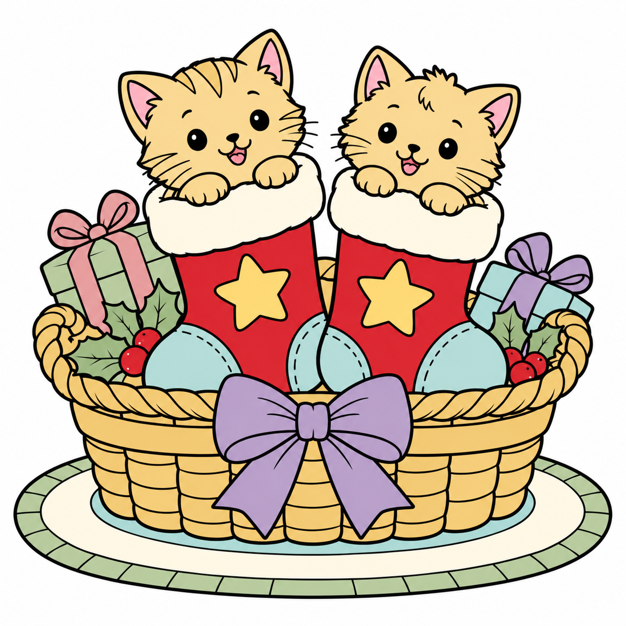 Stocking Kitten Surprise colored example