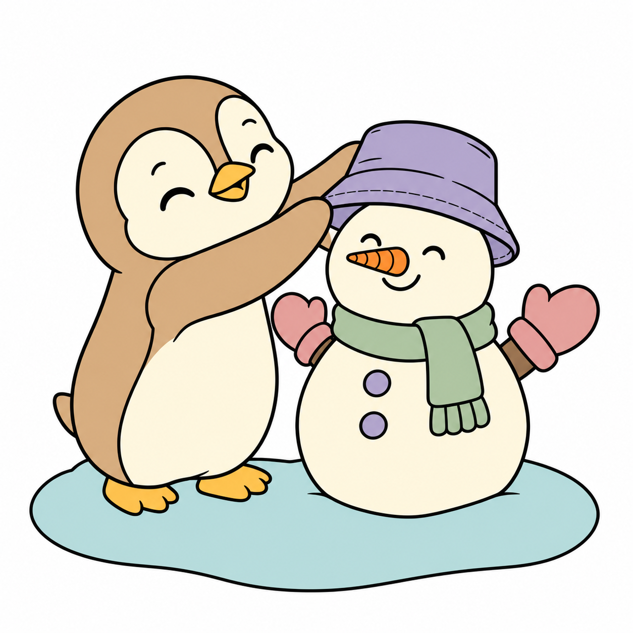 Penguin's Snowman Hat colored example