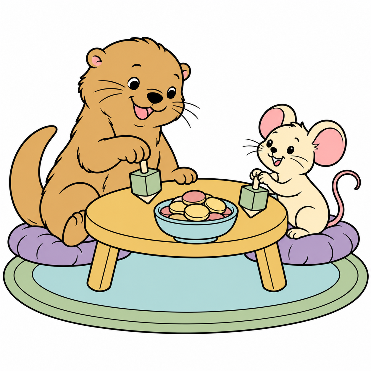Otter's Hanukkah Dreidels colored example