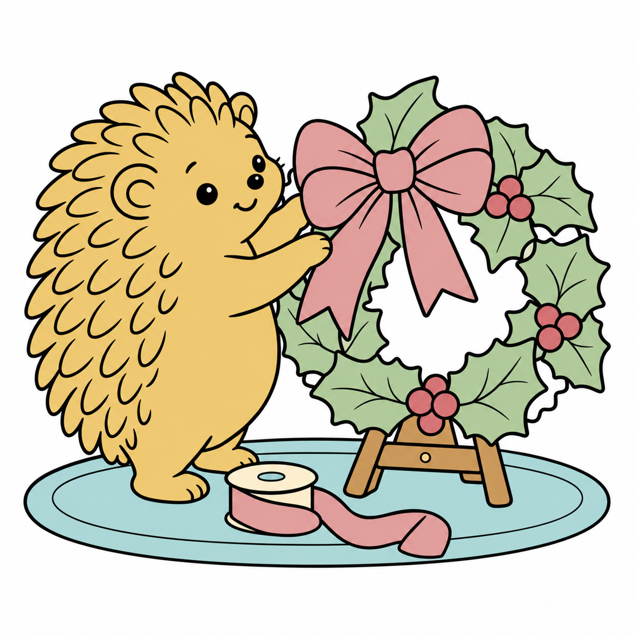 Hedgehog's Holly Wreath colored example