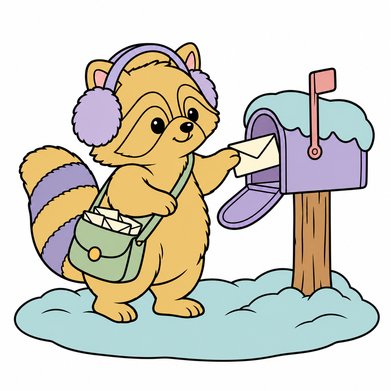 Raccoon's Winter Mailbox colored example