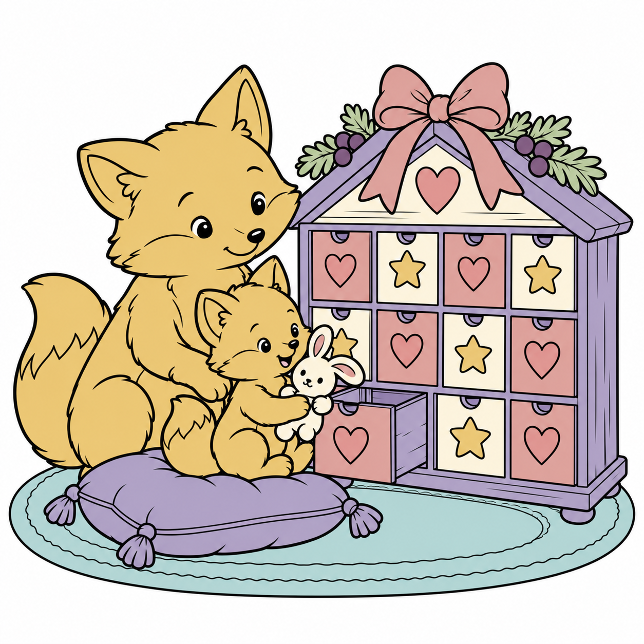 Fox's Advent Drawer Surprise colored example