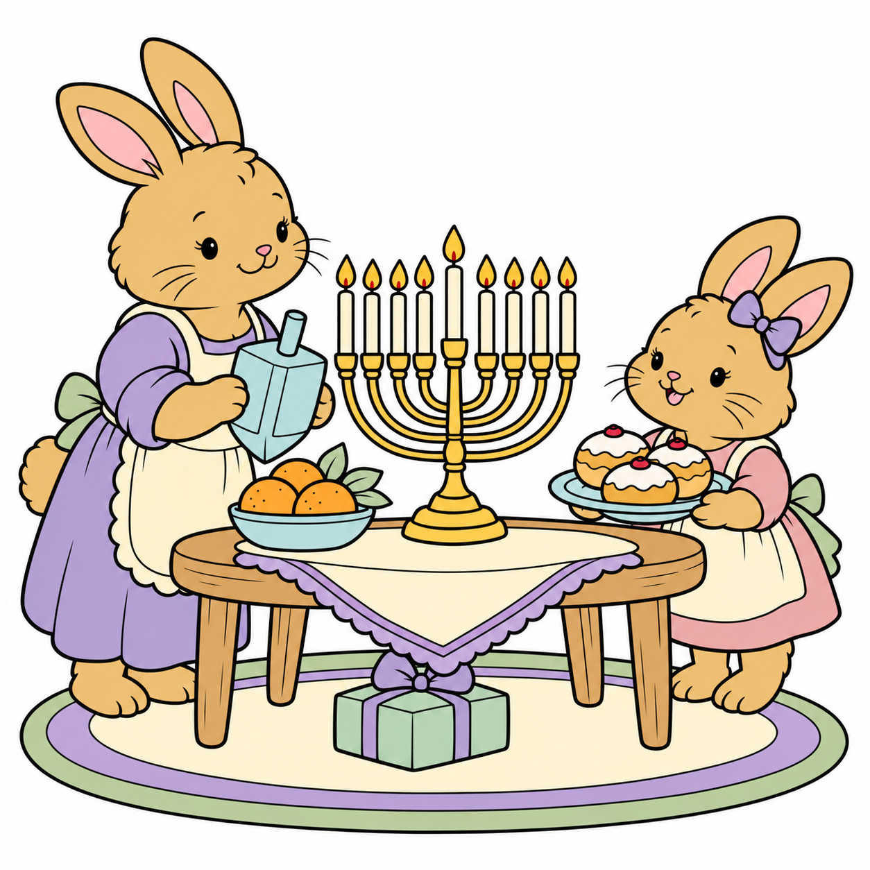 Bunny's Hanukkah Candle Display colored example