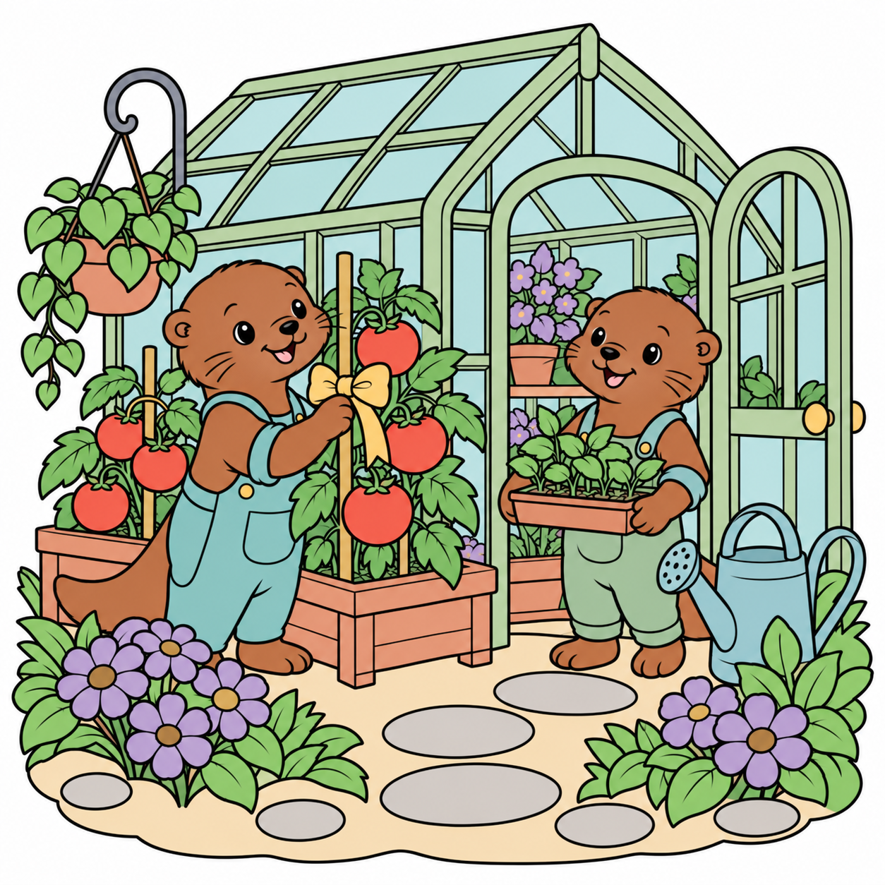 Otters in the Tomato Greenhouse colored example