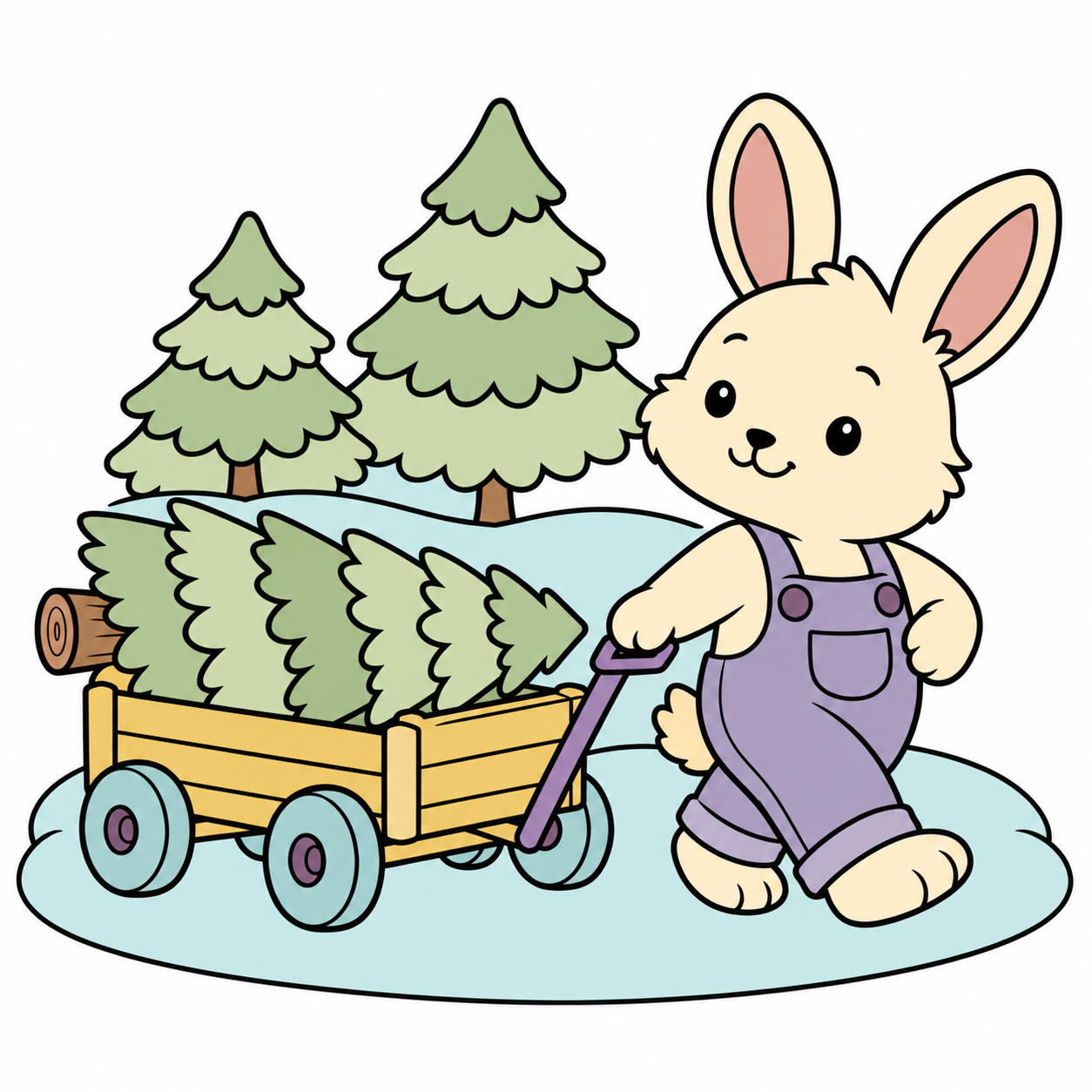 Bunny at the Christmas Tree Farm colored example