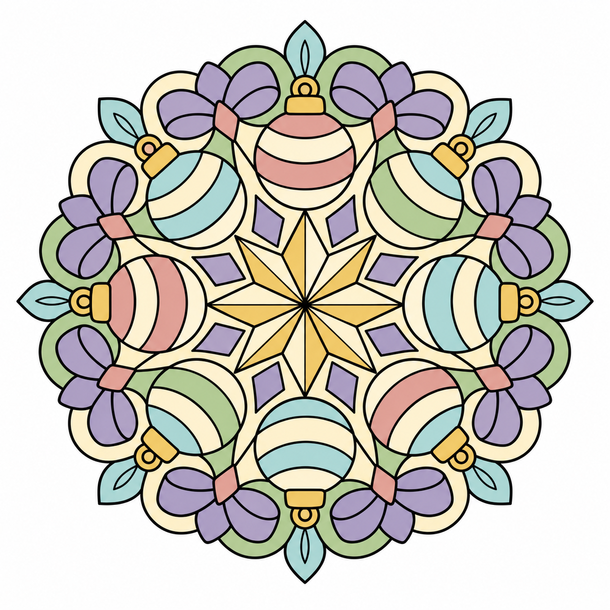 Christmas Ornament Mandala colored example