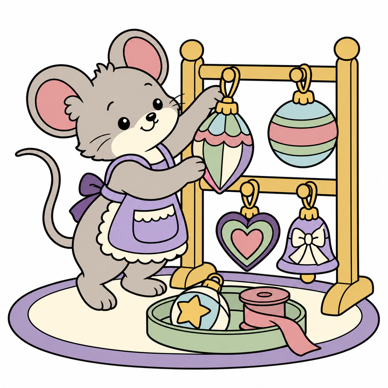 Mouse Hanging Christmas Ornaments colored example