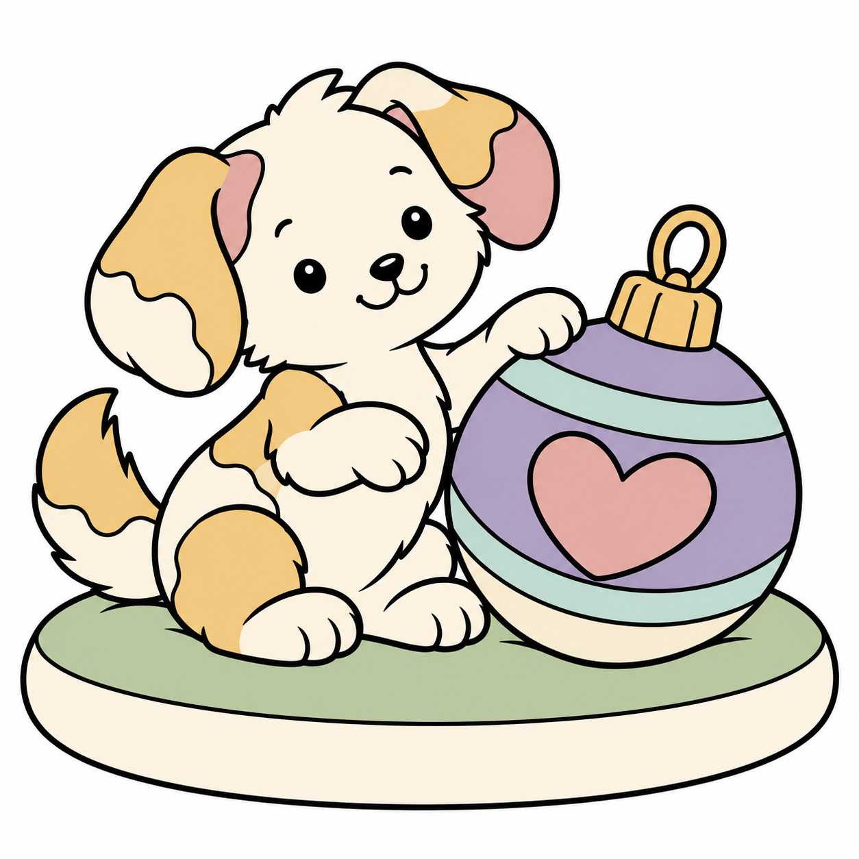Puppy with a Christmas Ornament colored example