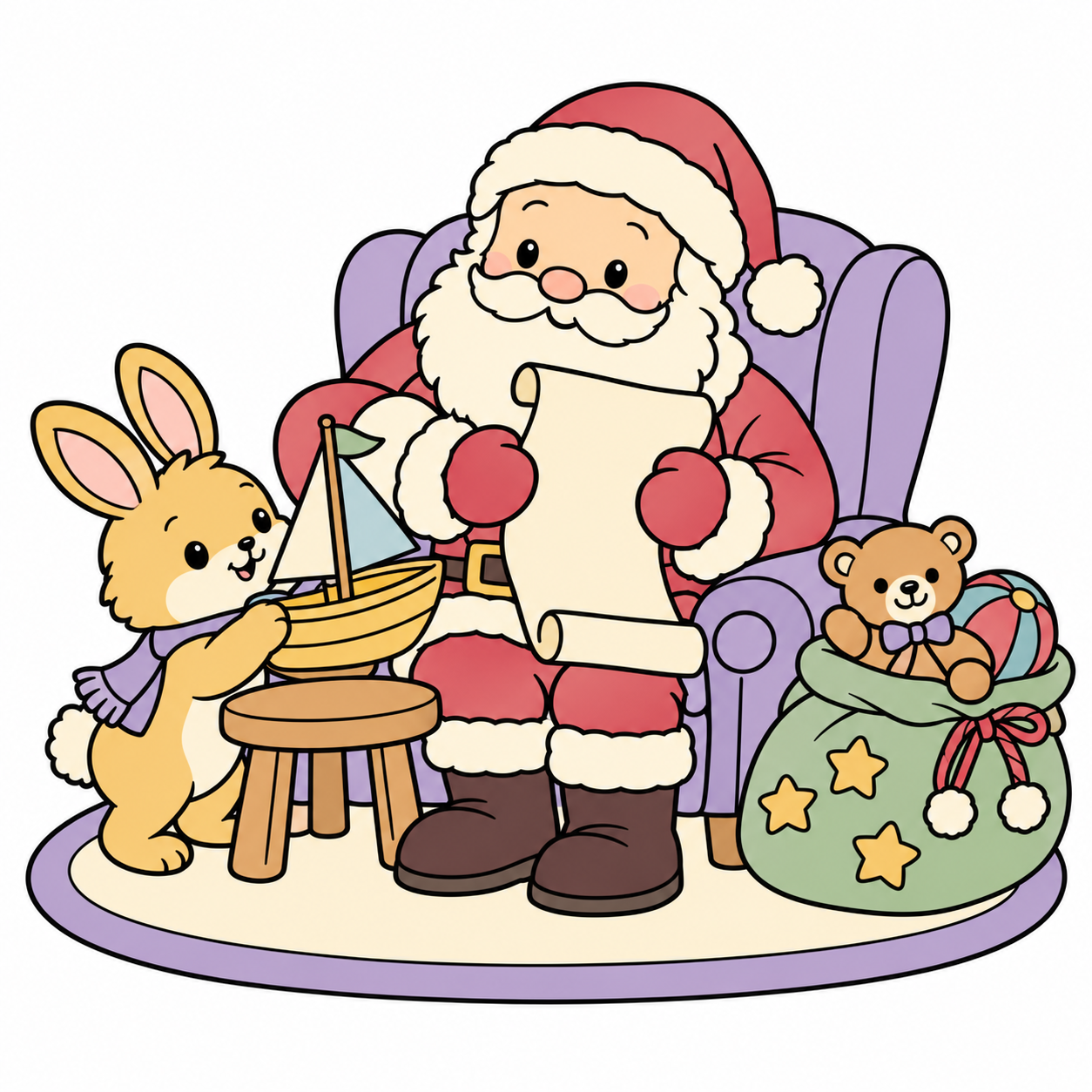 Santa Checking His List colored example