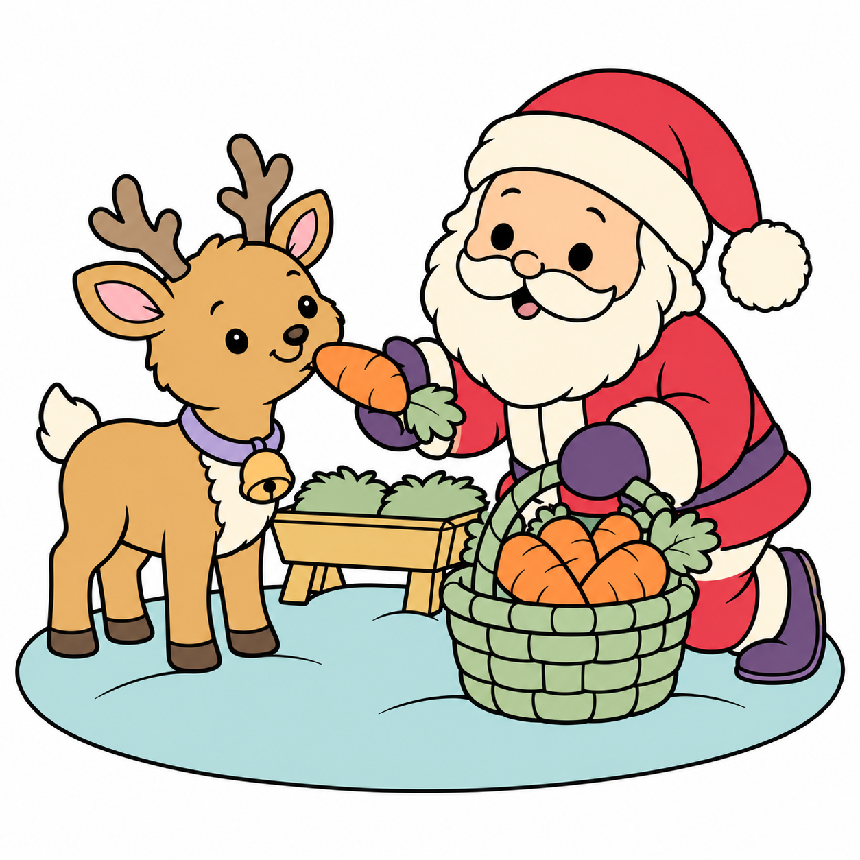 Santa Feeding a Reindeer colored example