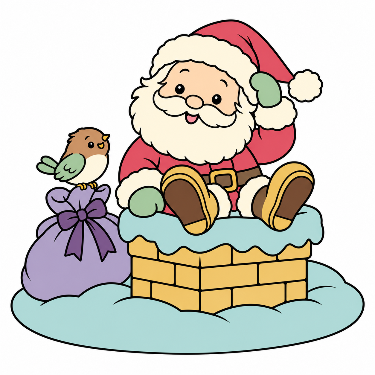 Santa on the Chimney colored example