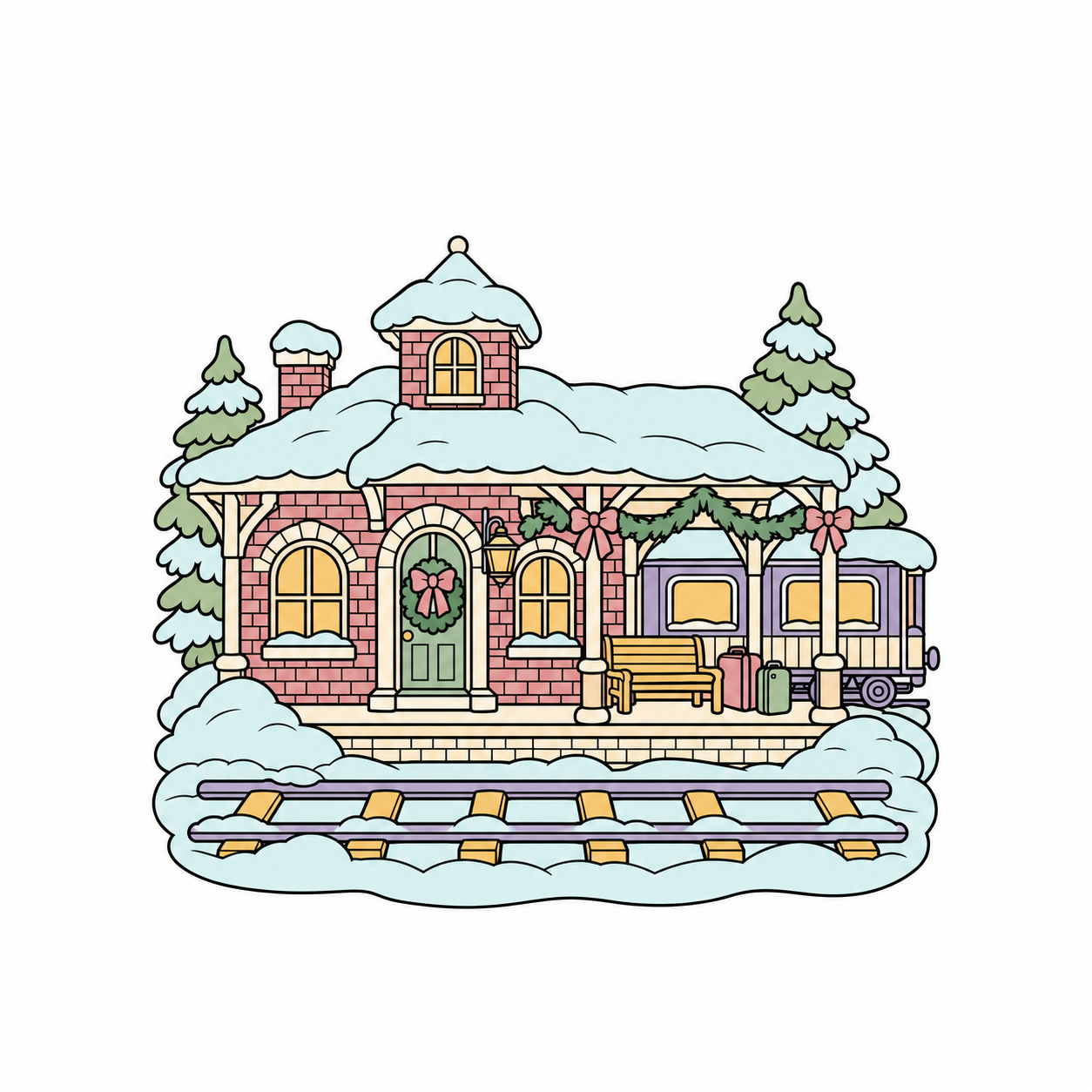 Christmas Train Station colored example