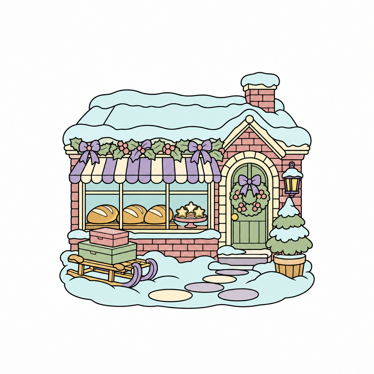 Snowy Christmas Bakery colored example