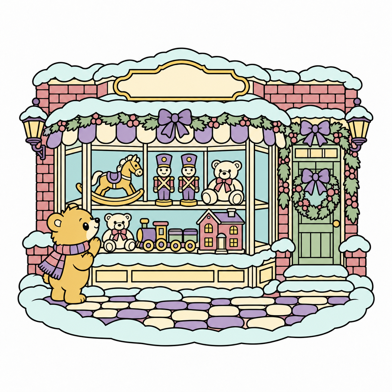 Christmas Toy Shop Window colored example