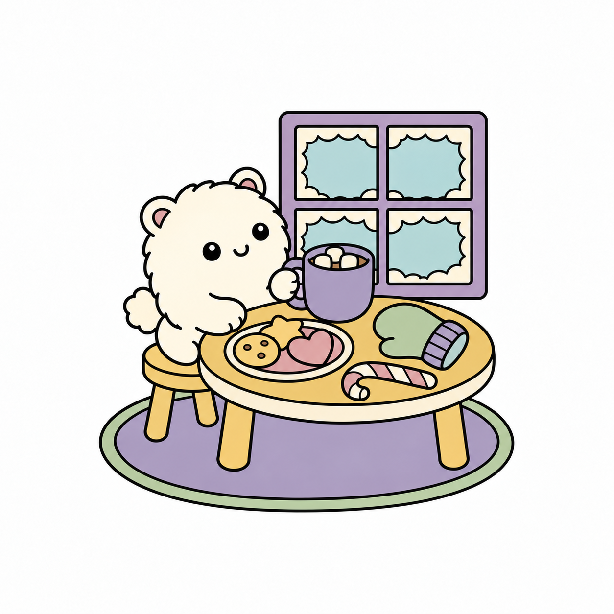 Snow Puff's Hot Cocoa Party colored example