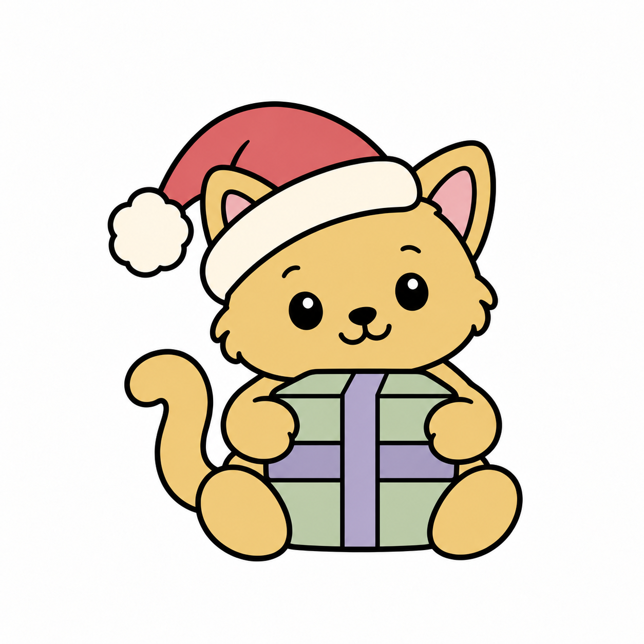 Kitten in a Santa Hat colored example