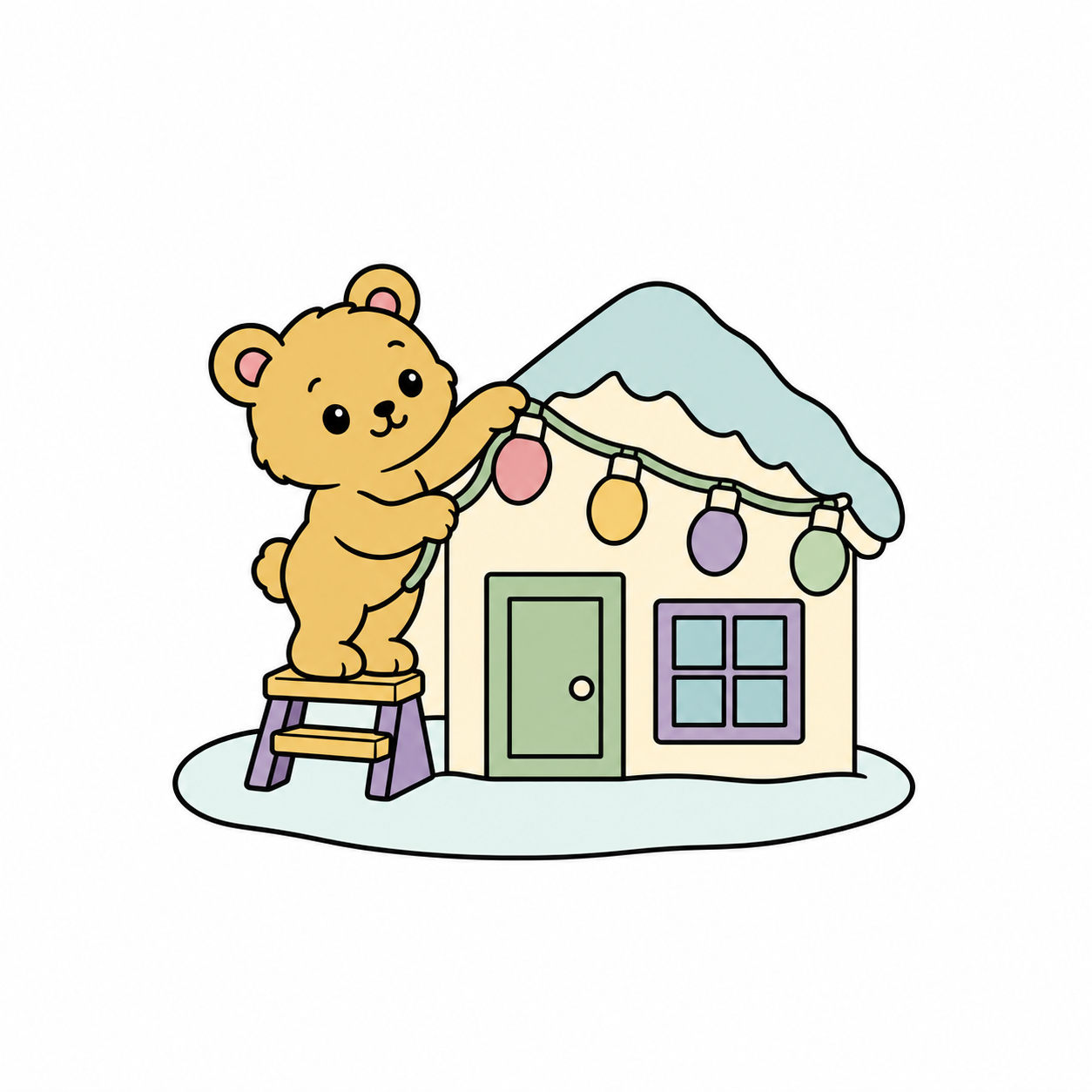 Bear Hanging Christmas Lights colored example