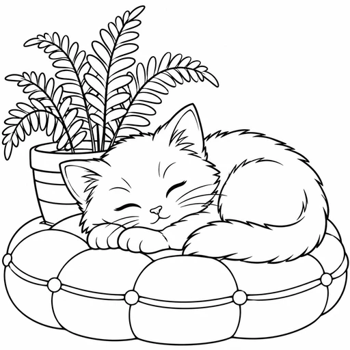Sleepy Kitten coloring picture