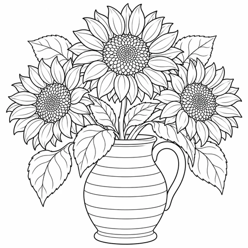 Sunflower Bouquet coloring picture