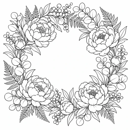 Botanical Wreath coloring picture