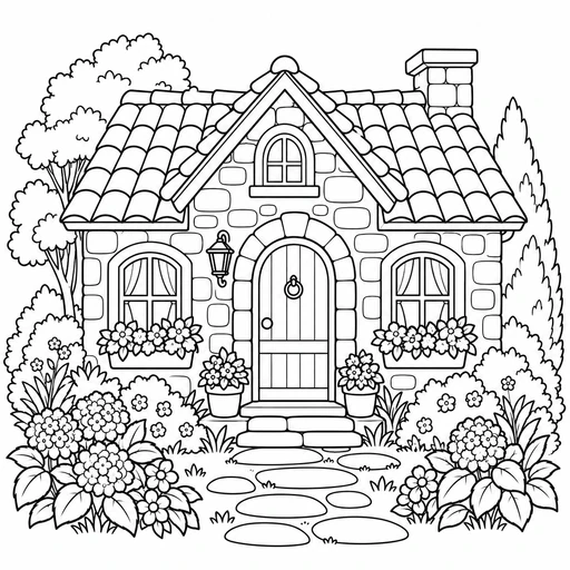 Little Garden Cottage coloring picture