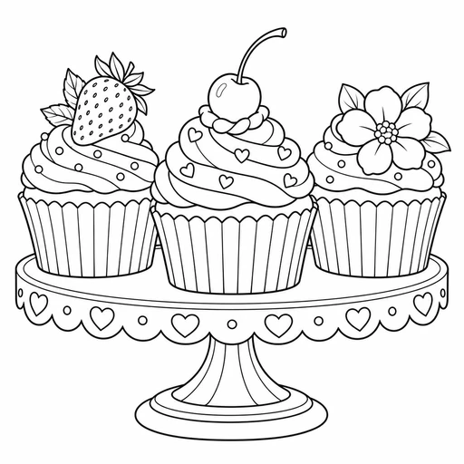 Cupcake Trio coloring picture