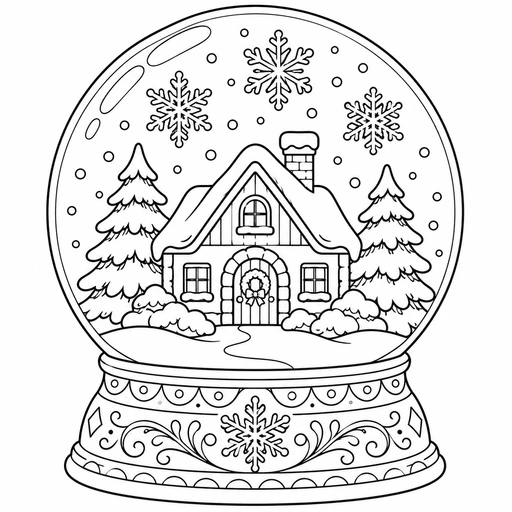 Winter Snow Globe coloring picture
