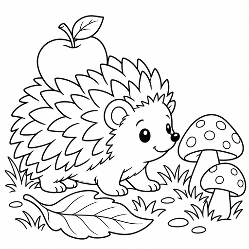 Hedgehog Apple Stroll coloring picture