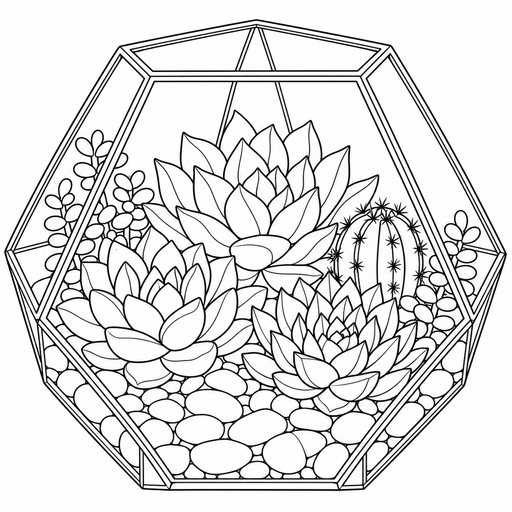 Succulent Glass Garden coloring picture