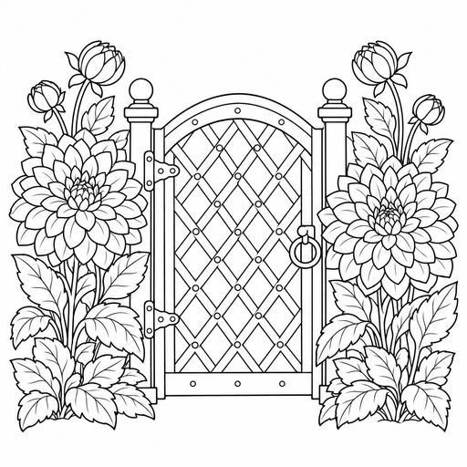 Dahlia Garden Gate coloring picture