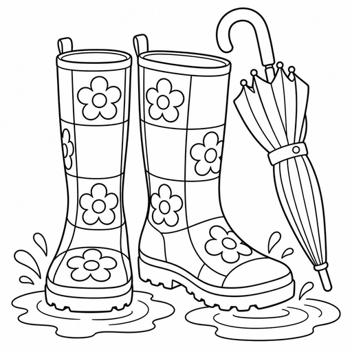 Patchwork Rain Boots coloring picture