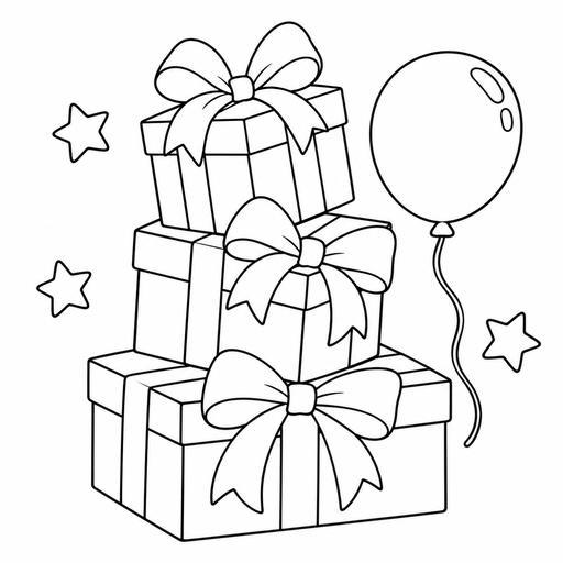 Birthday Gift Stack coloring picture
