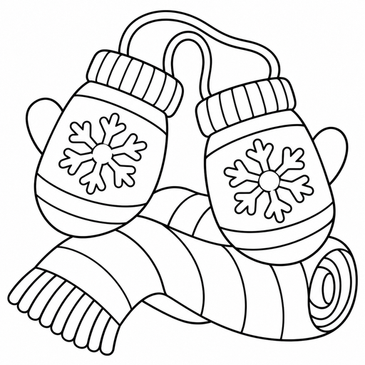 Snowflake Mitten Pair coloring picture