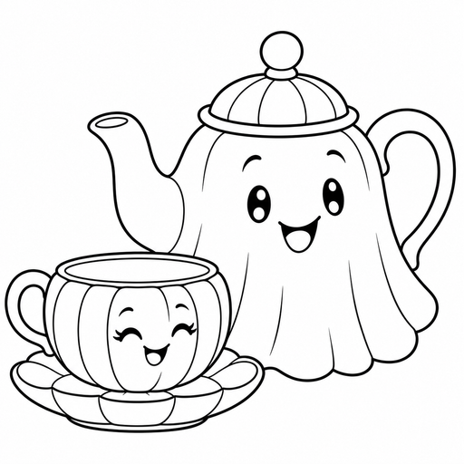 Ghost Tea Kettle coloring picture